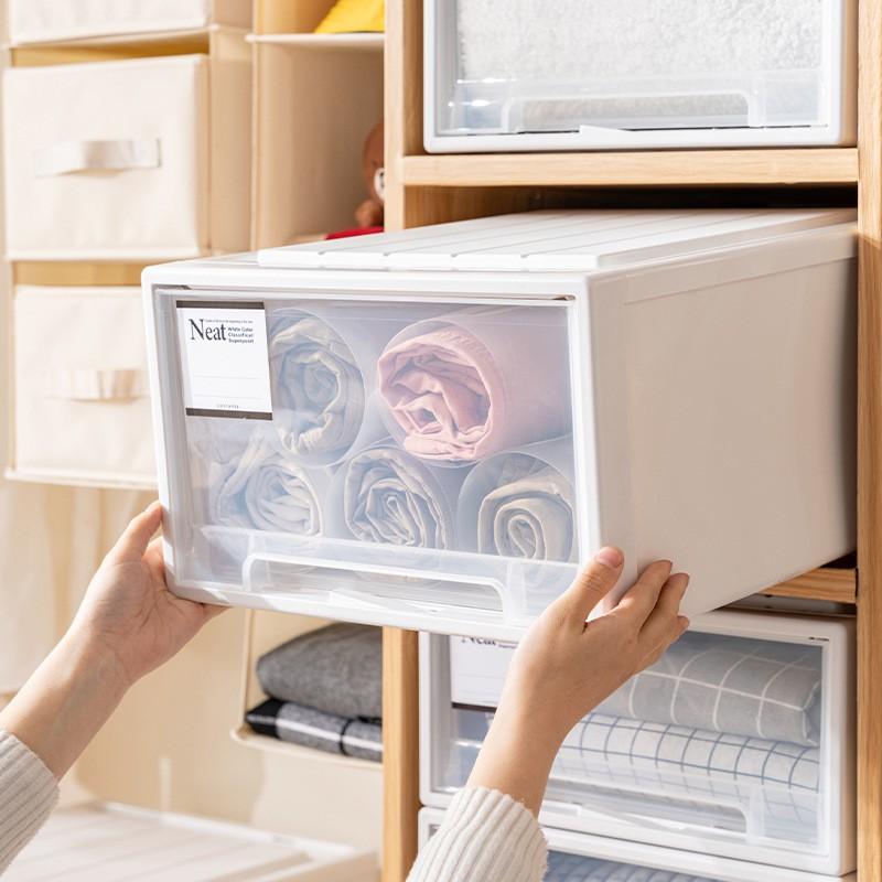 Stackable Plastic Drawer Organizer Box Bedroom Desk Closet Storage - PP Material Multiple Sizes Available