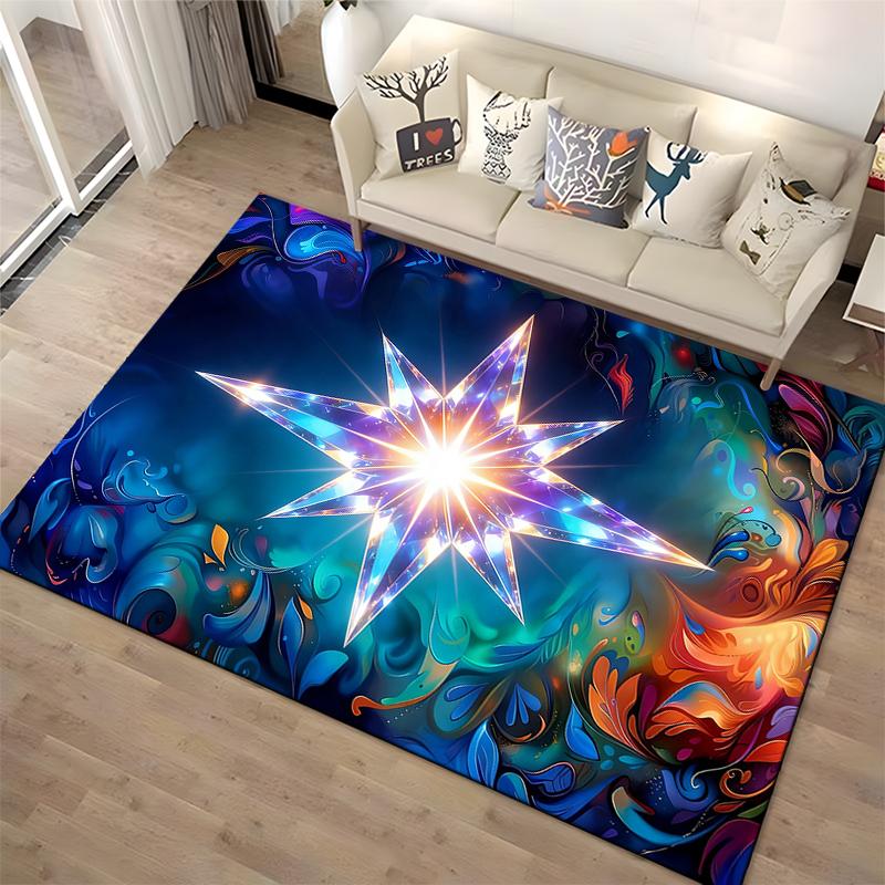 Colorful Abstract Starburst Pattern Carpet with Vibrant Swirls Design Suitable for Use As an Anti-slip for Living Room Bedroom Sofas