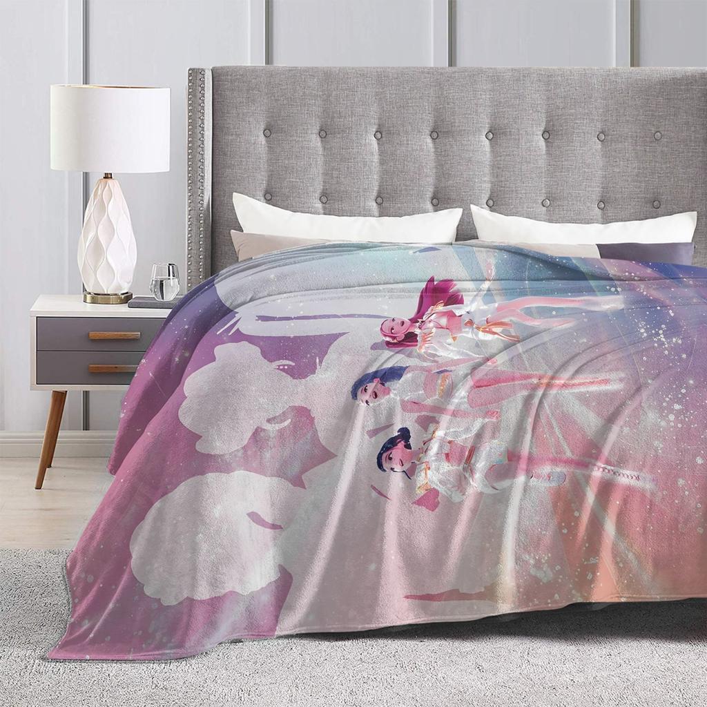 Warm Soft Blankets KPop Demon Hunters Golden Music Throw Blanket Flannel Bedspread For Living Room Street Trend Sofa Bed Cover