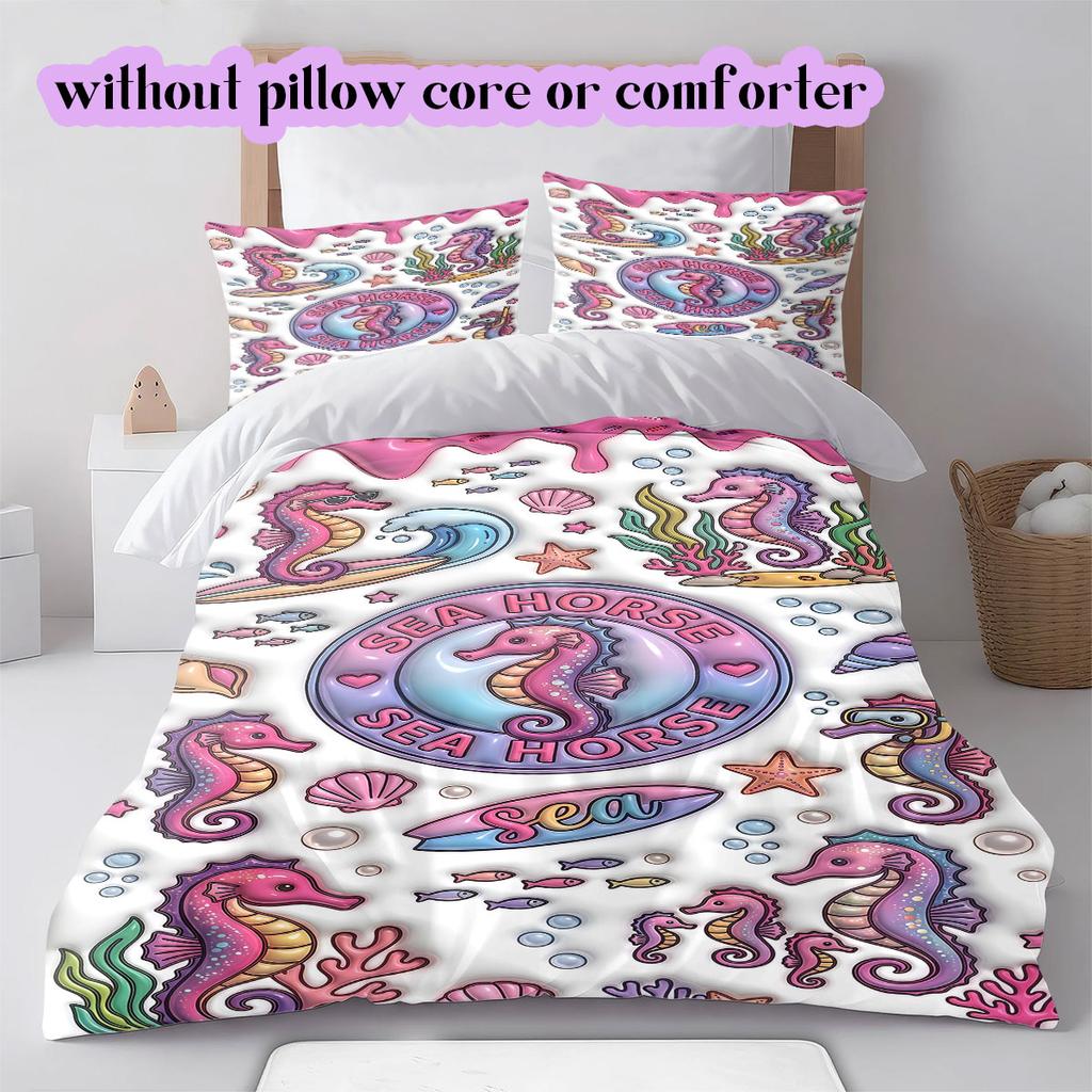 Cute animals surfing Pattern Bedding,Quilt Set Quilt Cover Pillowcase Home Birthday Gift (1*duvet cover+2*pillowcase,without core)
