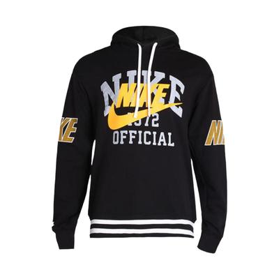 Nike Moletom com capuz estampado com logotipo grande e letras bordadas, masculino, preto, DD6169-010