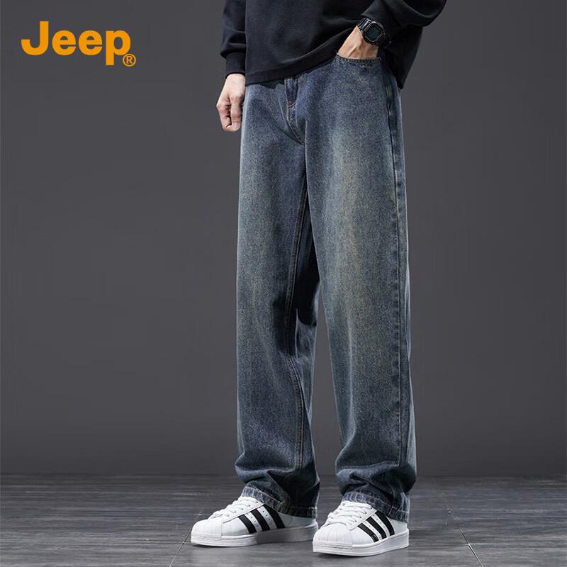 Jeep Men's Vintage Loose Straight Denim Jeans