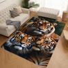 1pc 2D Flat Tiger Family Portrait Realistic Animal Flannel Area Rug Non Slip Wildlife Carpet For Living Room Bedroom Floor Decor