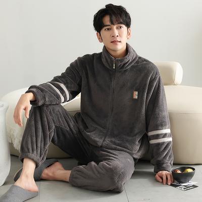 Coral Fleece Pajamas Men'S Autumn And Winter Fleece Thickened Warm Men'S Flannel Winter Large Size Loungewear Set