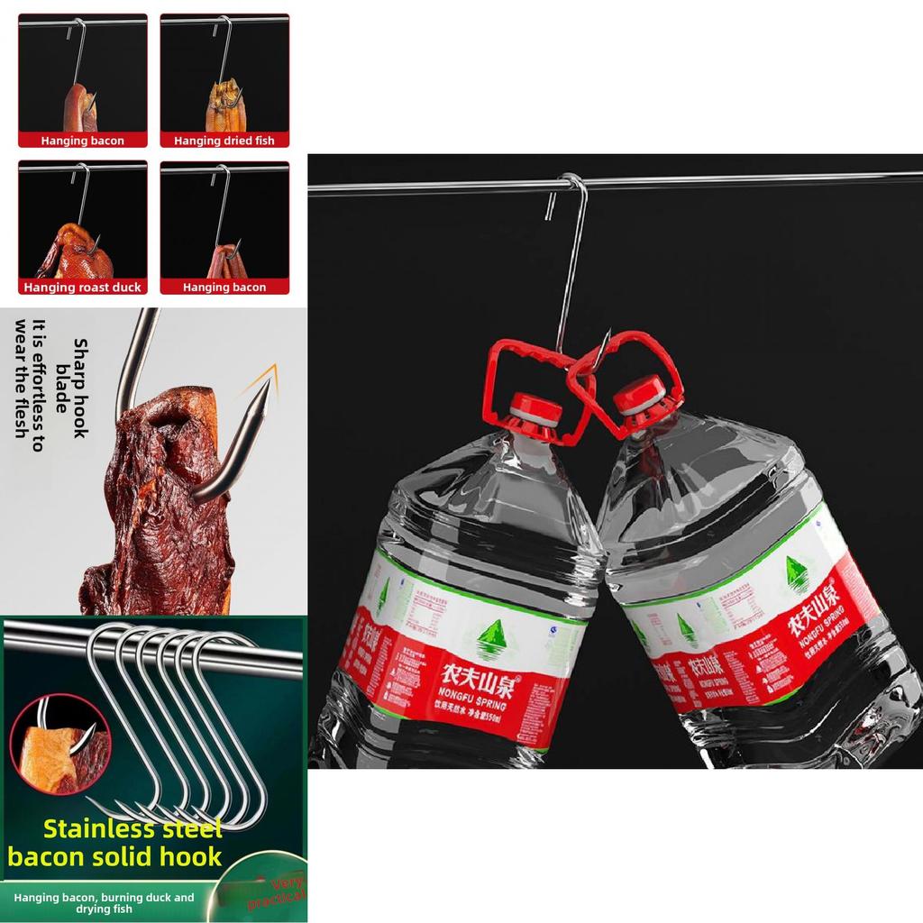 Stainless Steel Meat And Sausage Hooks Set For Kitchen Storage And Cooking