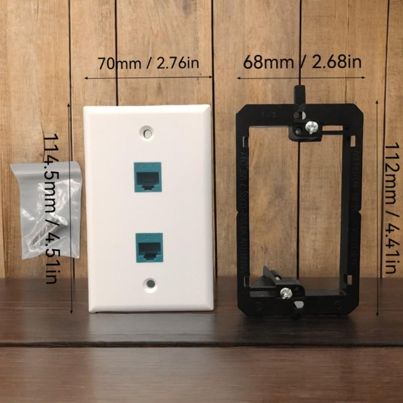 Ethernet Wall Plate Female Pass Through Outlet Panel for Networks Connectors Single/Double Port TV Cable Wall Plate