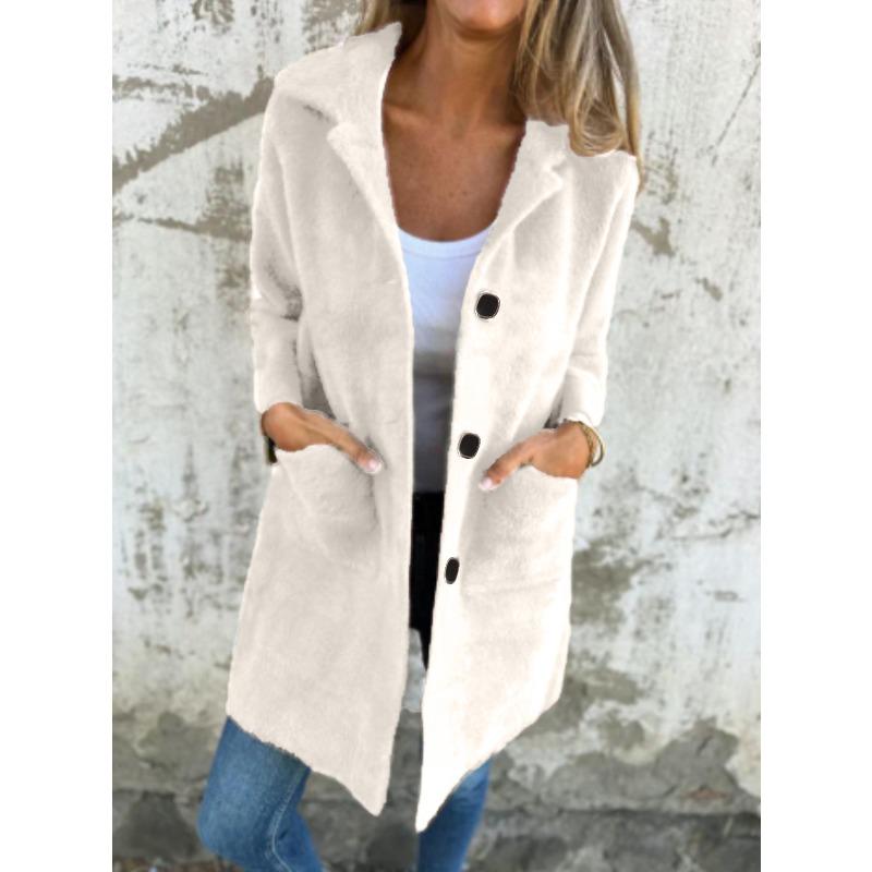 BITCED Women's Vintage Casual Solid Color Print Autumn Winter Long Sleeve POLO Neck Jacket Unique designs & Coats