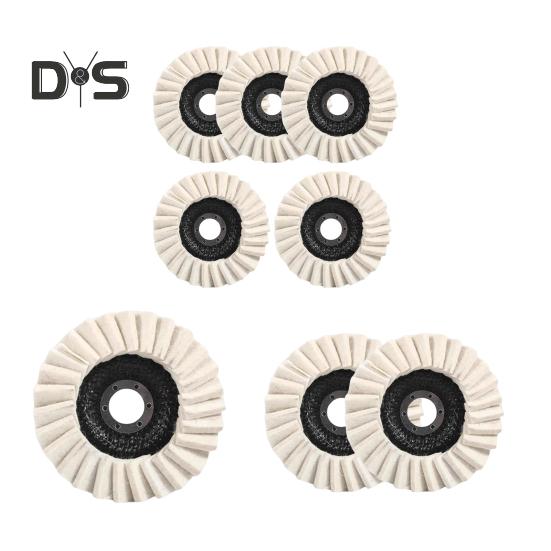 1/2/5 Stück 4,5 Zoll/5 Zoll Wollfilz-Lamellenpolierscheibe Wolle Rundpolier-Schwabbelscheibe Pad für Metall Marmor Stein Möbel Autowachs