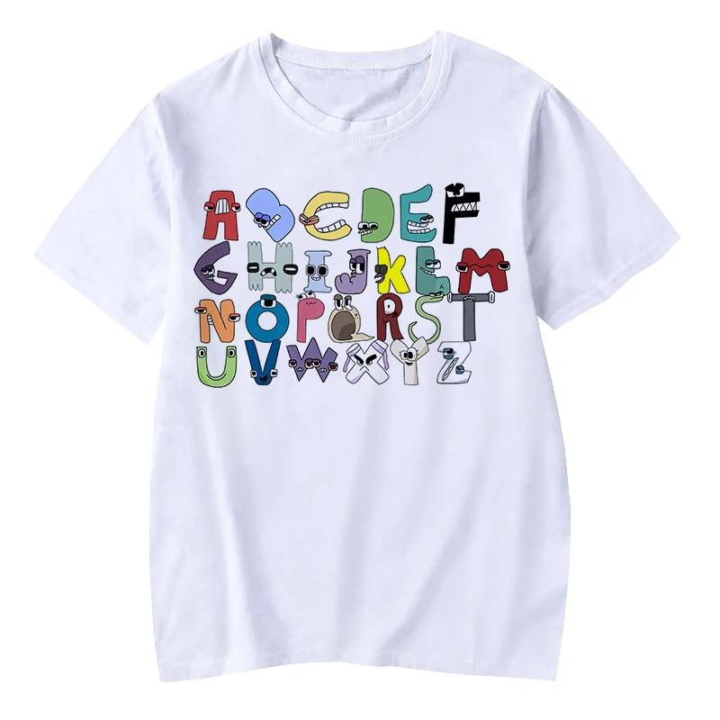 T-shirt Estive Traspiranti a Maniche Corte Stampa 3D Cartone Animato Gioco Alphabet Lore per Bambini 2-13 Anni Ragazzi Ragazze Abbigliamento Casual