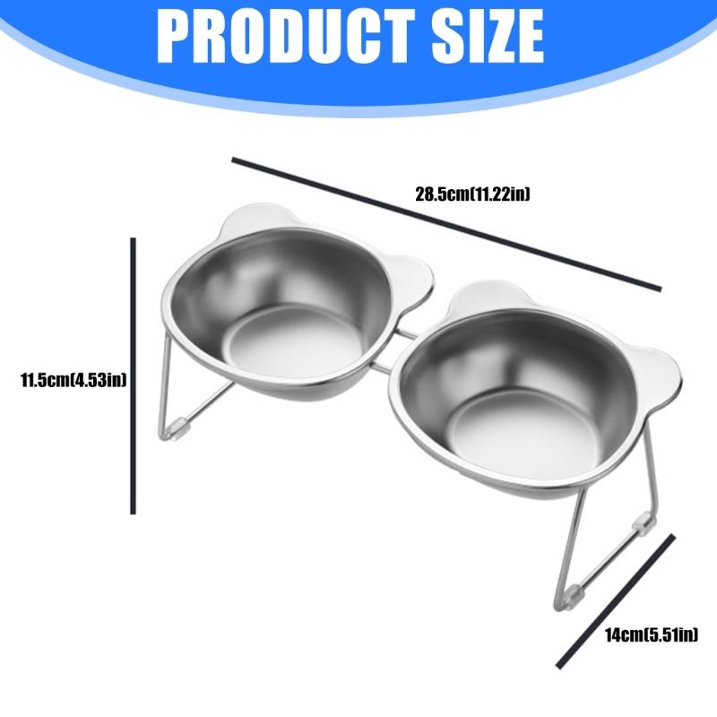 Elevated Cats Bowl Set Nonslip Base Stainless Steel Pet Double Bowl Feeders For Dry and Wet Food Home Feeding Solution