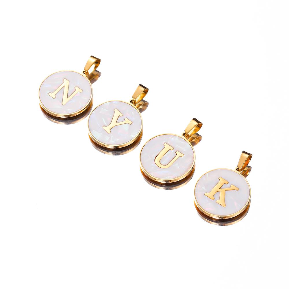 1Pcs Stainless Steel With Pinch Bail Clasps Imitation Pearl Letter Charms Pendant For Necklace DIY Jewelry Making Accessories