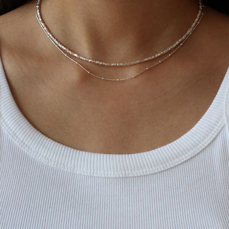 NORMALLEE [Silver 925] Line Dot Necklace