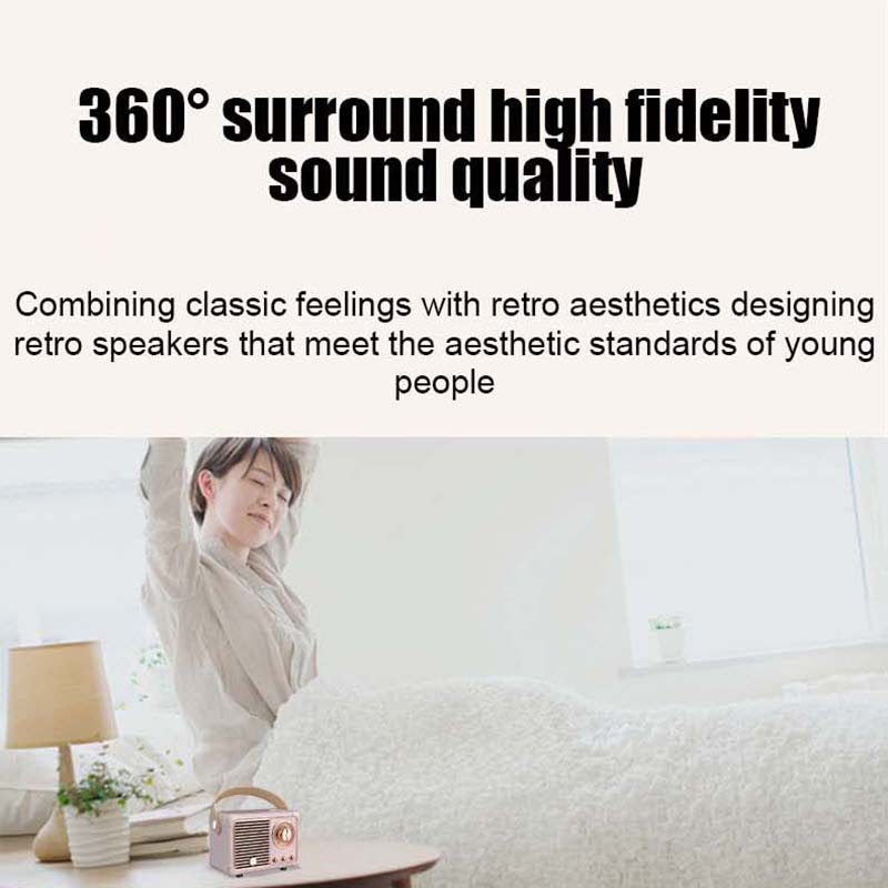 Haut-parleur stéréo Hifi rétro Bluetooth V5.0, Portable, sans fil, Vintage, en plastique, 3W, gamme complète, 50hz-20khz, lecteur de musique