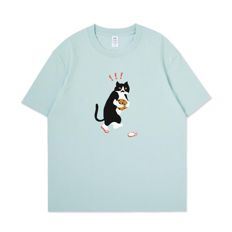 S1120693 Jugend-Kurzarm-T-Shirt mit Cartoon-Animal-Print-Top, Sommerkleidung