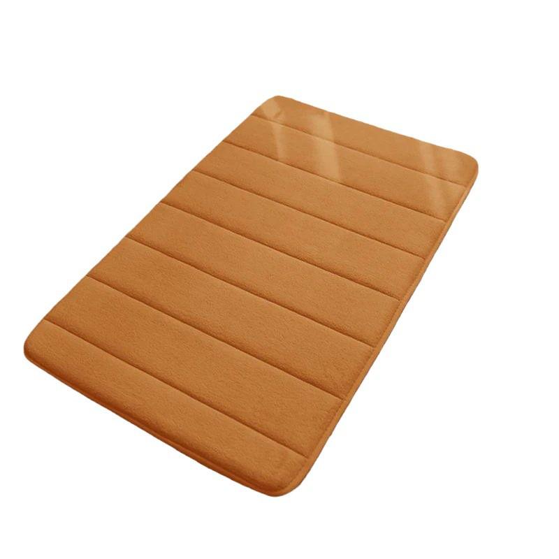 Striped Quilted Coral Fleece Non-Slip Bathroom Floor Mat