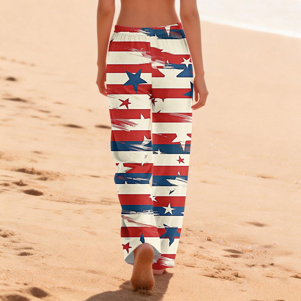 Damen Lässige Mode Komfort Pyjamahose Druck Kordelzughose Volle Länge Lang