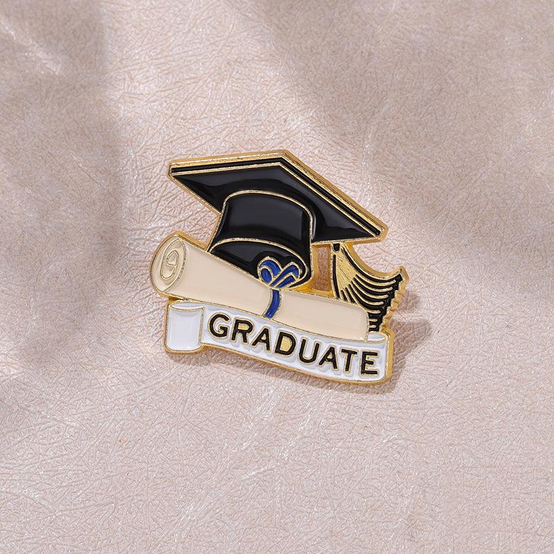 Graduation Enamel Brooch Bachelor Hat Style Pin Graduation Gift For Graduates Lapel Bag Badges Best Wishes Jewelry For Friends