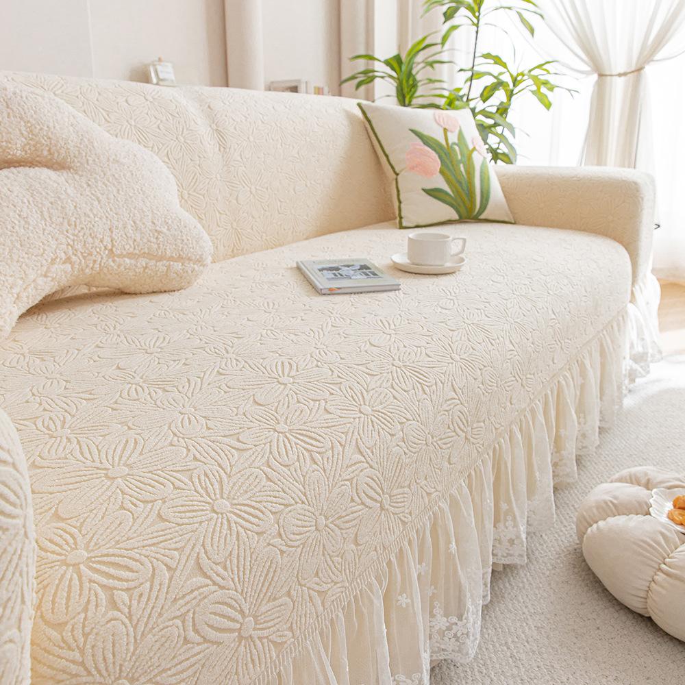 New Skirted Sofa Cover Anti Cat Scratch Elastic and Anti Slip All Inclusive Universal Set All Season Suitable Sofa Cover Cloth