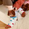 1 Pair Floor Socks 3D Cartoon Dachshund Design Striped Print Elastic Opening Socks Coral Fleece Thickened Mid-Length Sleeping Socks