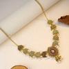Bohemian Exotic Rhinestone Tassel Necklace & Earrings Set In Antiqued Alloy