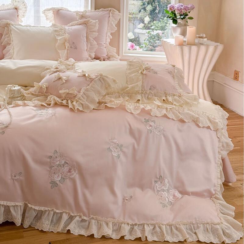 

COMOLIVING Vivian Bowknot 4-Piece Bedding Set