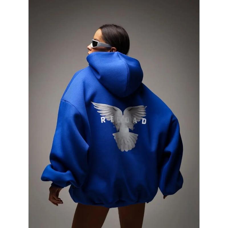 

Women s Fall/Winter Fashion Sweatshirt Loose Hooded Back Printed Sweatshirt XL
