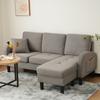 L-förmiges Ecksofa mit Chaiselongue – 3-Sitzer, 166 x 118 x 77 cm, Baumwoll-Leinen-Stoff, Kunststofffüße, modular, Wohnzimmer, Wohnungen und Büros