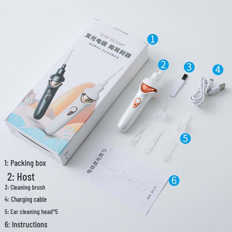 

Освітлений Електричний Пристрій для Чищення Вух із Всмоктуванням та Вушною Лопаткою для Дорослих та Дітей