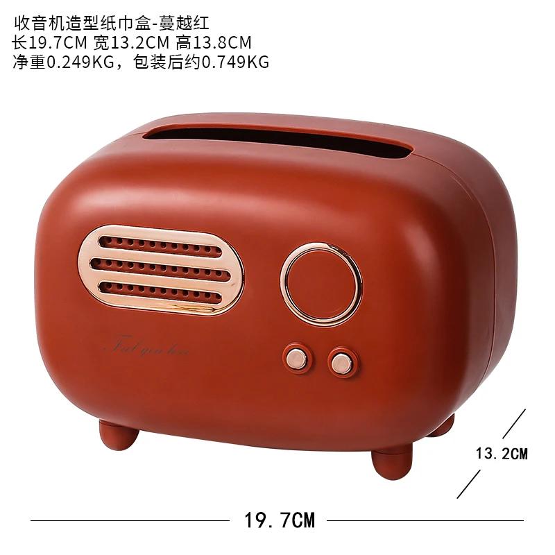 Retro model rádia Krabička na papírové kapesníčky Stolní držák papíru Vintage zásobník Úložný prostor Pouzdro na ubrousky Organizér Ornament Vlhčené ubrousky Dekorace