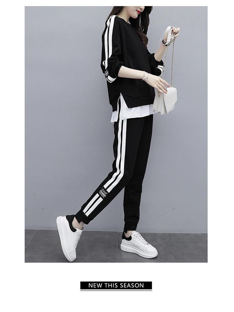 2024 Plus Size Women's Slimming Sweatshirt & Casual Two-Piece Early Autumn Set