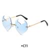 Novel Rimless Devil Ear Heart Shape Sunglasses for Women Men Trendy Creative Party Halloween Cosplay Glasses UV Protection