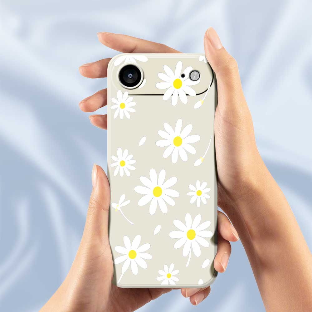 For iPhone 17 Air Case White Daisy Pattern Printing Straight Edge TPU Phone Back Cover