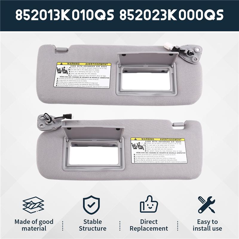 For Hyundai SONATA 2006- 2010 852013K010QS 85K000QS 1SET Sun Visor Car LH RH Gray Cloth