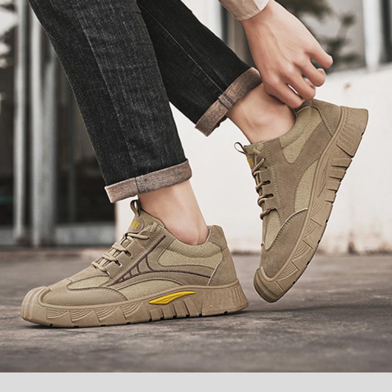 Men's Vulcanized Shoes Summer Mesh Breathable Casual Sneakers Thick-soled Non-slip Men's Hiking Shoes High-quality Tennis Shoes