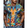 Modisches Herren-Rundhals-Kurzarm-3D-Casual-Farbprint-Casual-Kurzarm-Rundhals-T-Shirt