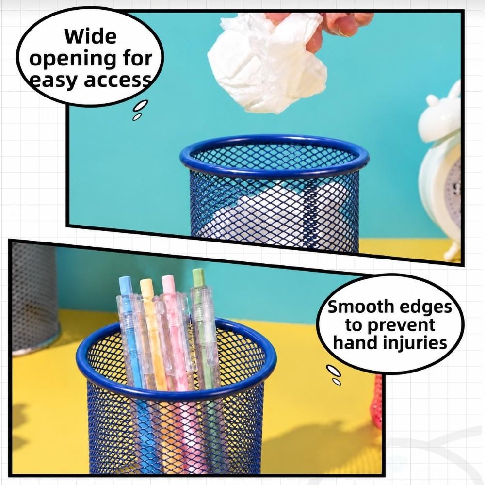 2 pcs Metal Pen Holder Multi Colors Makeup Storage Box Sturdy Desk Container  Home Tabletop