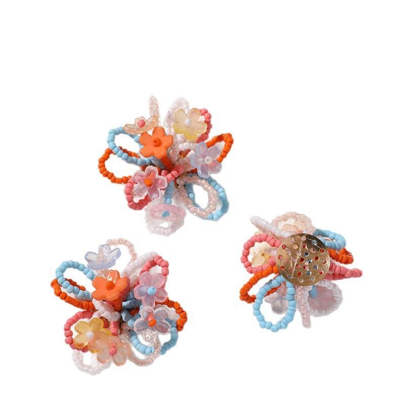 Colorful Seed Bead Flower Cluster DIY Supplies Sweet Cute Accessories for Earrings Hair Ornaments Shoe Decor 10pcs