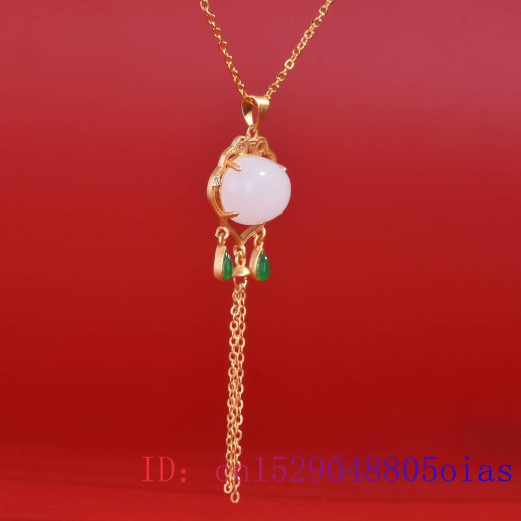 White Jade Necklace Pendant Jewelry Vintage Necklaces Carved Man Natural 925 Silver Chain Real Fashion Accessories Amulet