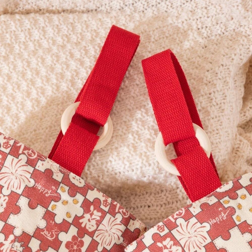 Wooden Ring Brocade Red Envelope Handheld New Year Money Bag Cloth Money Pocket  Lady Girls Women
