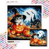 New Arrival 5D DIY Full Circle Diamond Painting "Halloween with Kittens" Embroidery Cross Stitch Home Decor Gift