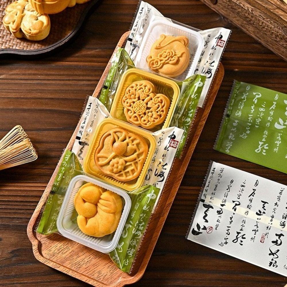 100PCS Chinese Style Mooncake Wrapping Bag Flat Plastic Bag Machine Seal Bags Egg Yolk Crisp