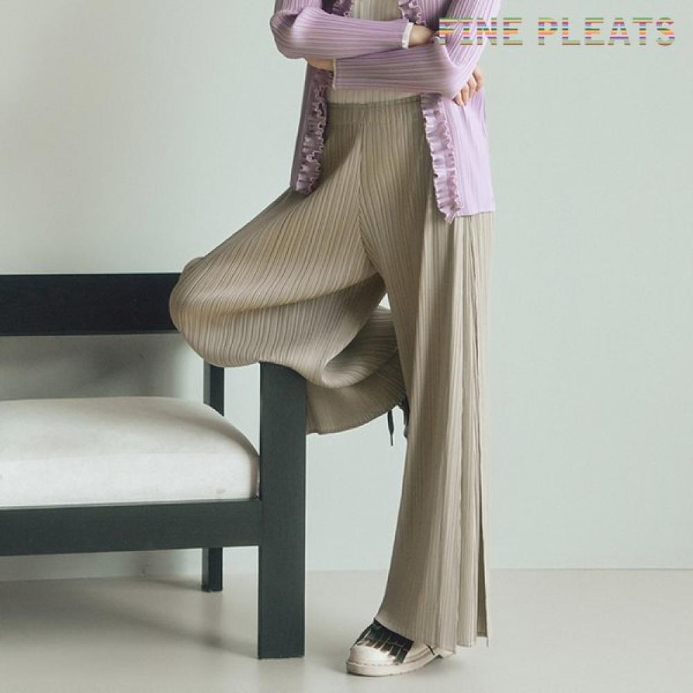 Fine Pleats Fairy Pants Khaki Beige FREE