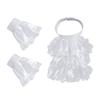 G5AE Victorian Colonial Jabot Set Ruffled Lace Necktie Collar with Wrist Cuffs Set