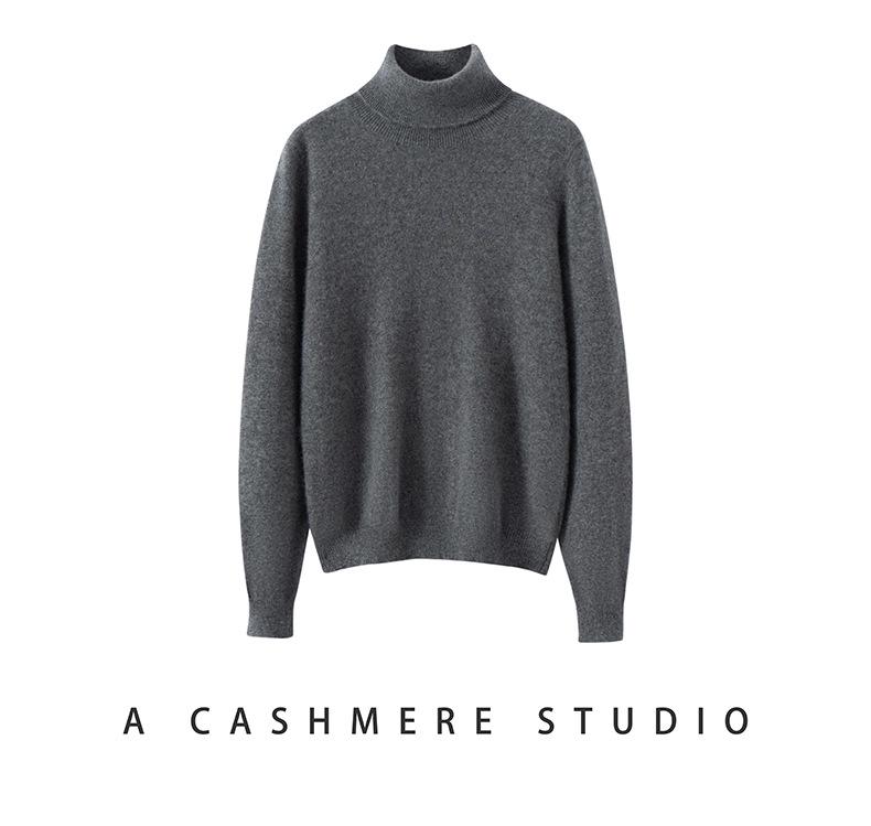 Women's Plus Size 100% Cashmere Knit Long Sleeve Sweater - Autumn/Winter Base Layer Top