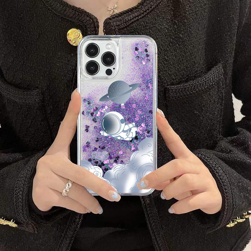 Husă dinamică pentru telefon astronaut cu nisip mișcător pentru Iphone 13 12 11 Pro Max, carcasă moale lichidă pentru Iphone X Xr Xs 7 8plus Husă drăguță