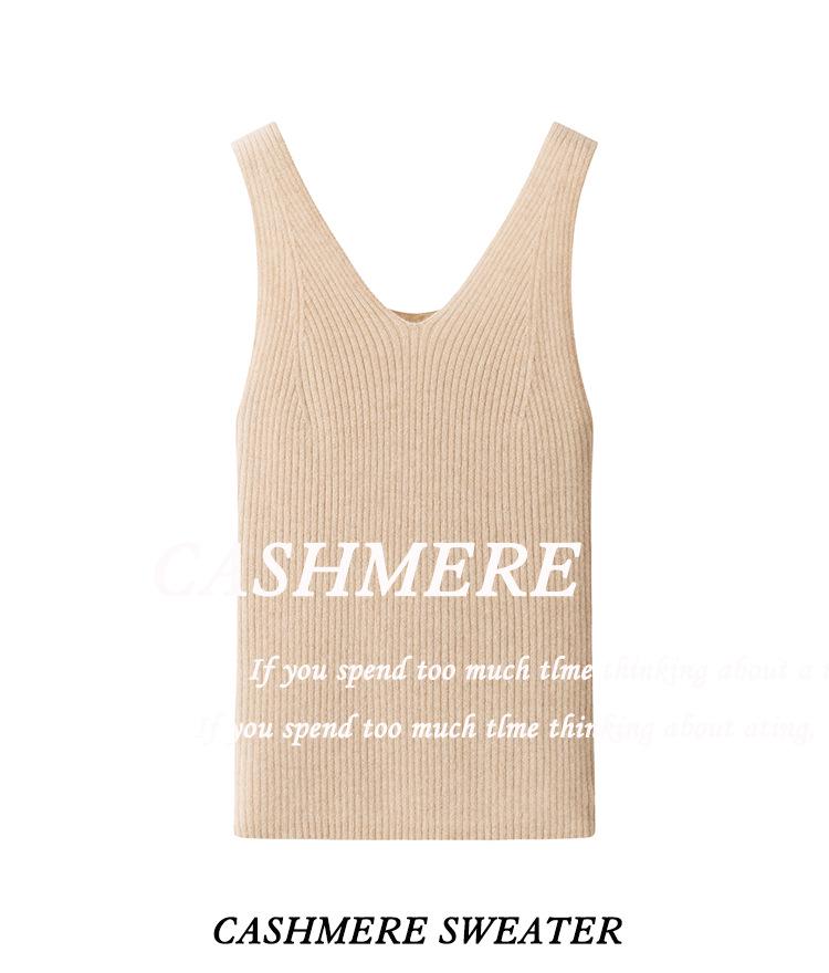 90g Pure Cashmere Reversible Women's Slim-fit V-neck Sleeveless Inner Vest