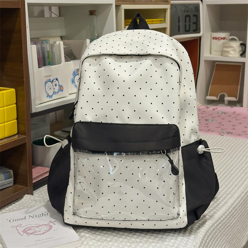 Contrast Dot Printed Student Schoolbag Large Capacity Backpack