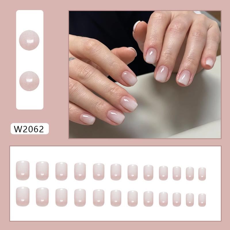 Простые сказочные молочно-белые градиентные съемные накладные ногти в европейском и американском стиле, 24 штуки, накладные ногти
