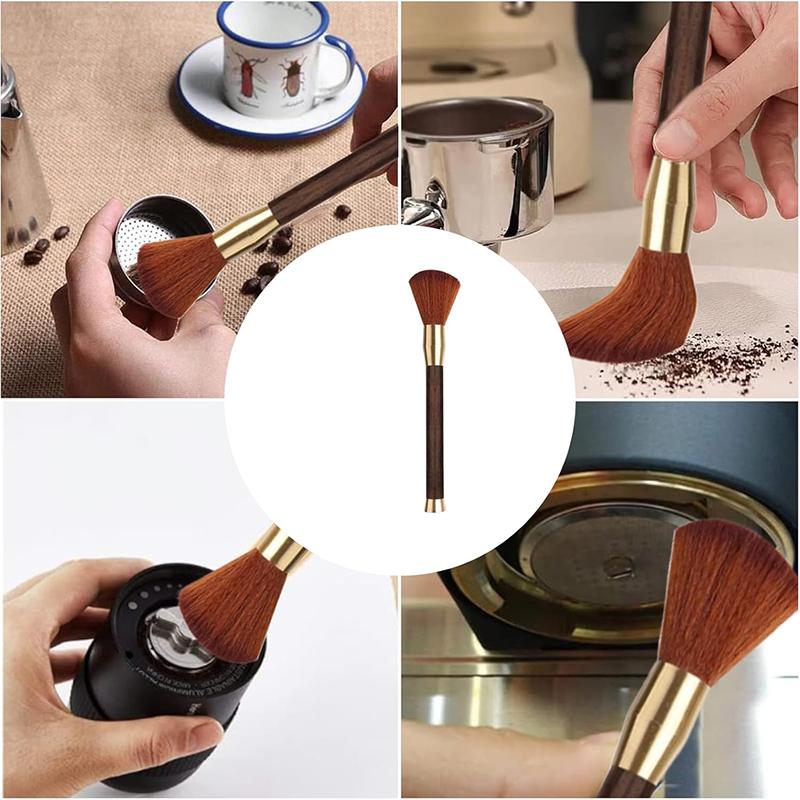 Coffee Grinder Cleaning Brush with Wooden Handle Coffee Bar Counter Clean Soft Bristle Brush Tea Set Cleaning Brush Coffee Tool