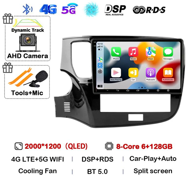 Android 14 Auto Carplay Car Radio For Mitsubishi Outlander 3 III GF0W GG0W 2018 2019 2020-2022 Multimedia Player Navigation GPS